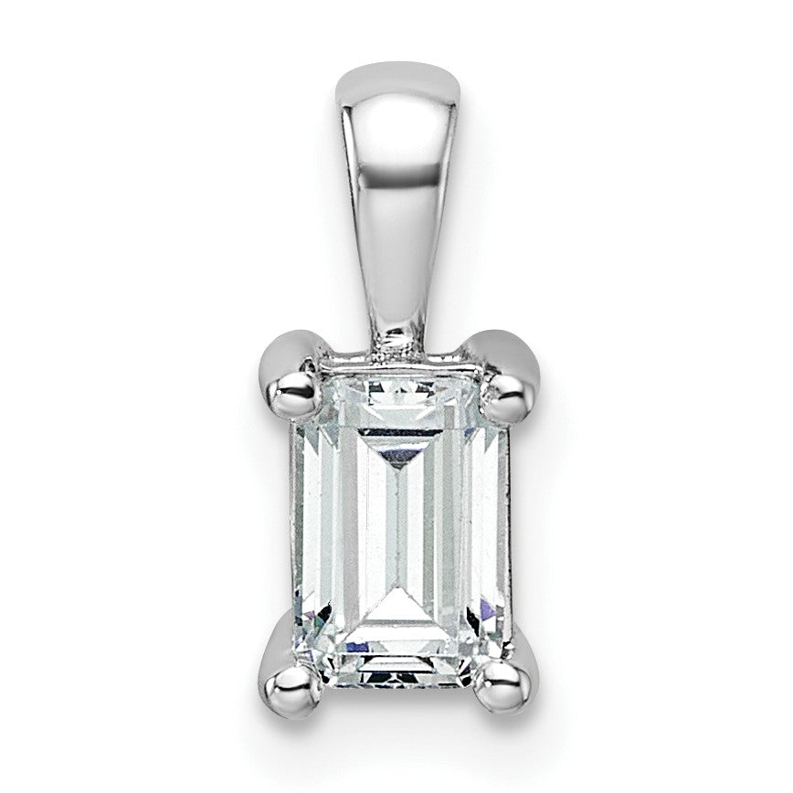 14k Weißgold 0,75 ct. Zertifizierter Laborgezüchteter Diamant VS/SI+ G+ Smaragd Vierkrallen-Anhänger