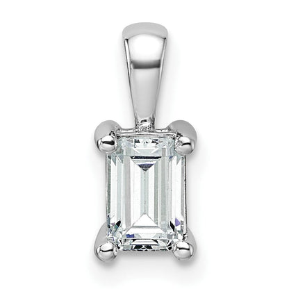 14k Weißgold 0,75 ct. Zertifizierter Laborgezüchteter Diamant VS/SI+ G+ Smaragd Vierkrallen-Anhänger