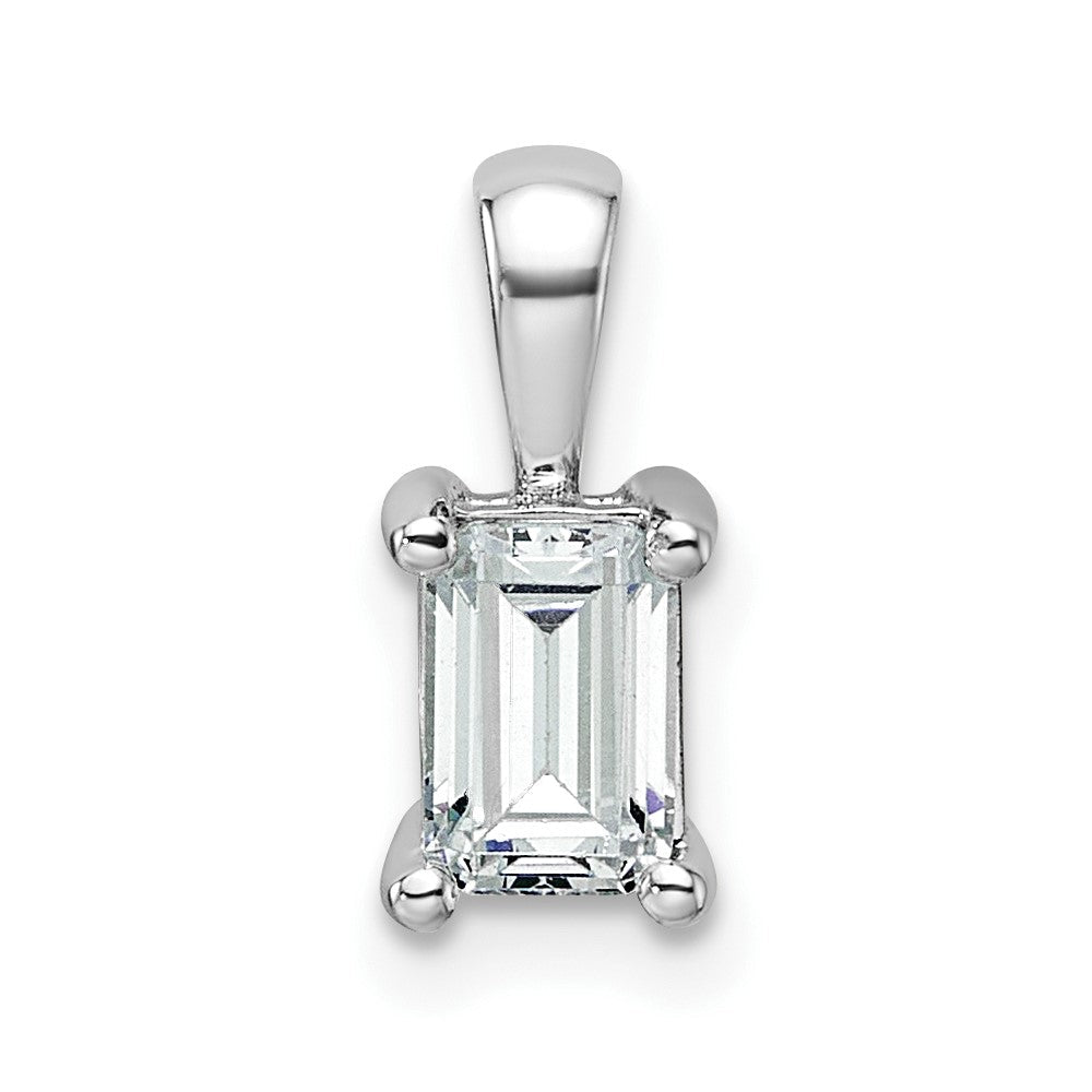 14k Weißgold 0,75 ct. Zertifizierter Laborgezüchteter Diamant VS/SI+ G+ Smaragd Vierkrallen-Anhänger