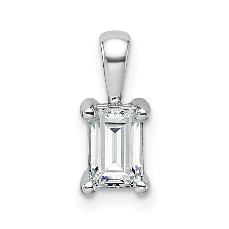 14k Weißgold 0,75 ct. Zertifizierter Laborgezüchteter Diamant VS/SI+ G+ Smaragd Vierkrallen-Anhänger