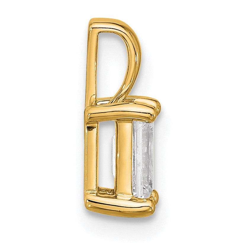 14K Gelbgold Anhänger mit 0,75 ct. zertifiziertem, im Labor gezüchtetem Diamanten im Smaragdschliff, VS/SI+ G+, Vierkrappenfassung