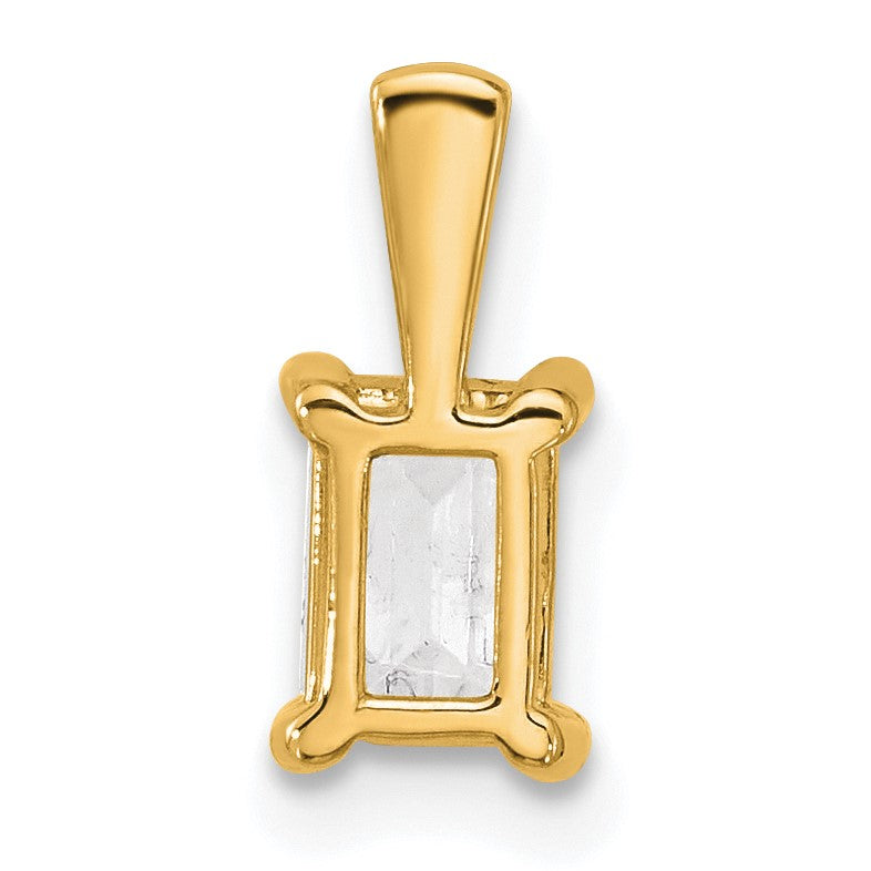 14K Gelbgold Anhänger mit 0,75 ct. zertifiziertem, im Labor gezüchtetem Diamanten im Smaragdschliff, VS/SI+ G+, Vierkrappenfassung