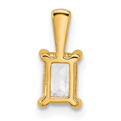 14K Gelbgold Anhänger mit 0,75 ct. zertifiziertem, im Labor gezüchtetem Diamanten im Smaragdschliff, VS/SI+ G+, Vierkrappenfassung