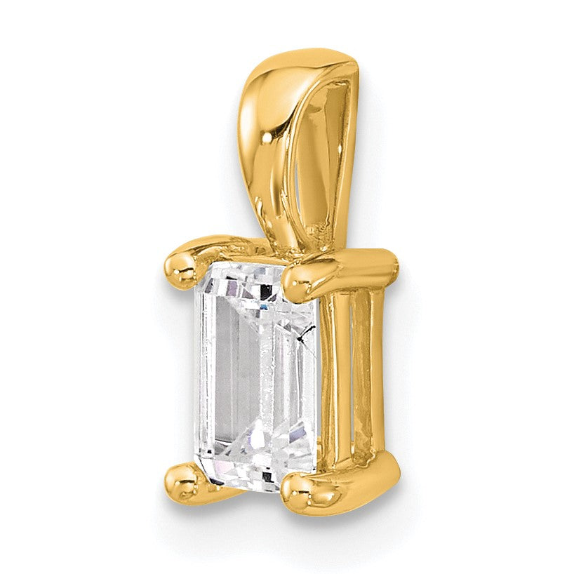 14K Gelbgold 0,75 ct. Laborgezüchteter Diamant VS/SI+ G+ Smaragdschliff Vier-Krappen-Anhänger