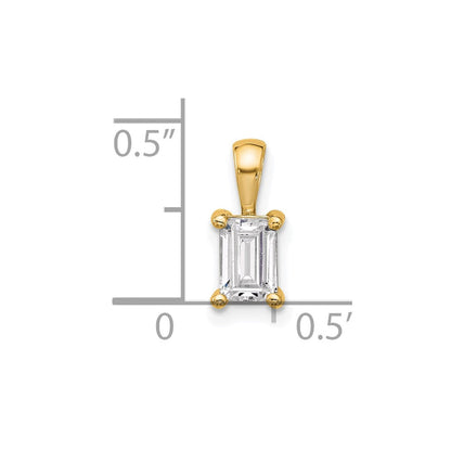14K Gelbgold 0,75 ct. Laborgezüchteter Diamant VS/SI+ G+ Smaragdschliff Vier-Krappen-Anhänger