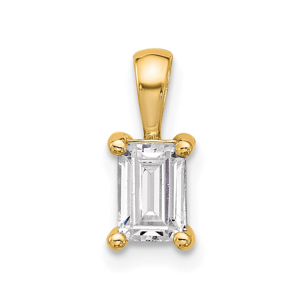 14K Gelbgold 0,75 ct. Laborgezüchteter Diamant VS/SI+ G+ Smaragdschliff Vier-Krappen-Anhänger