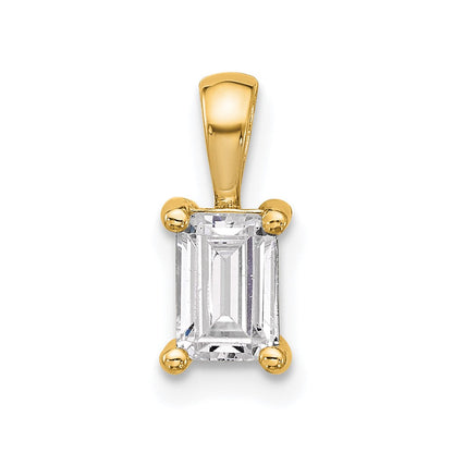 14K Gelbgold 0,75 ct. Laborgezüchteter Diamant VS/SI+ G+ Smaragdschliff Vier-Krappen-Anhänger