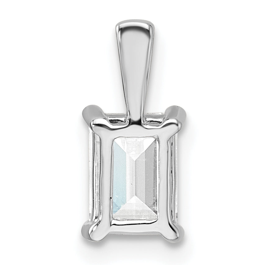14K Weißgold Anhänger mit 1 ct. zertifiziertem, im Labor gezüchtetem Diamant im Smaragdschliff VS/SI+ G+, Vier-Krappen-Fassung