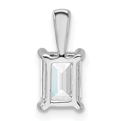 14K Weißgold Anhänger mit 1 ct. zertifiziertem, im Labor gezüchtetem Diamant im Smaragdschliff VS/SI+ G+, Vier-Krappen-Fassung