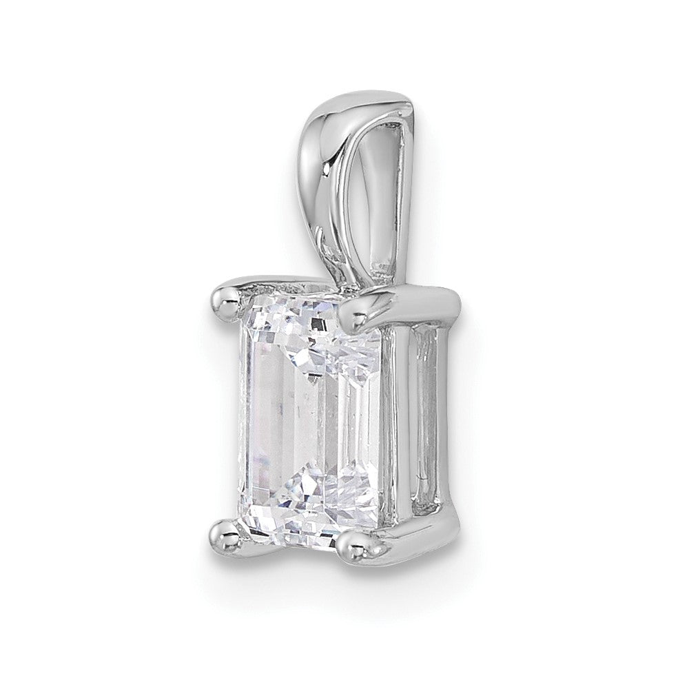 14K Weißgold 1 ct. Labor gezüchteter Diamant VS/SI+ G+ Smaragdschliff Komplett-Vierkrappen-Anhänger