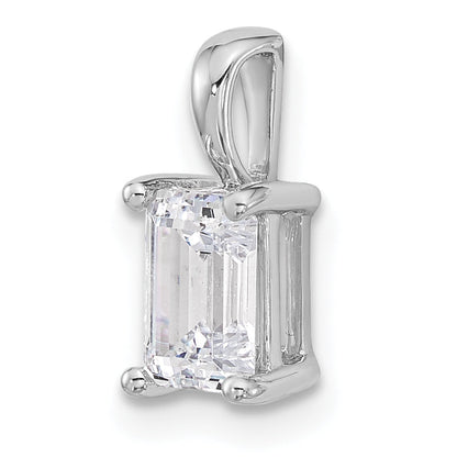 14K Weißgold Anhänger mit 1 ct. zertifiziertem, im Labor gezüchtetem Diamant im Smaragdschliff VS/SI+ G+, Vier-Krappen-Fassung