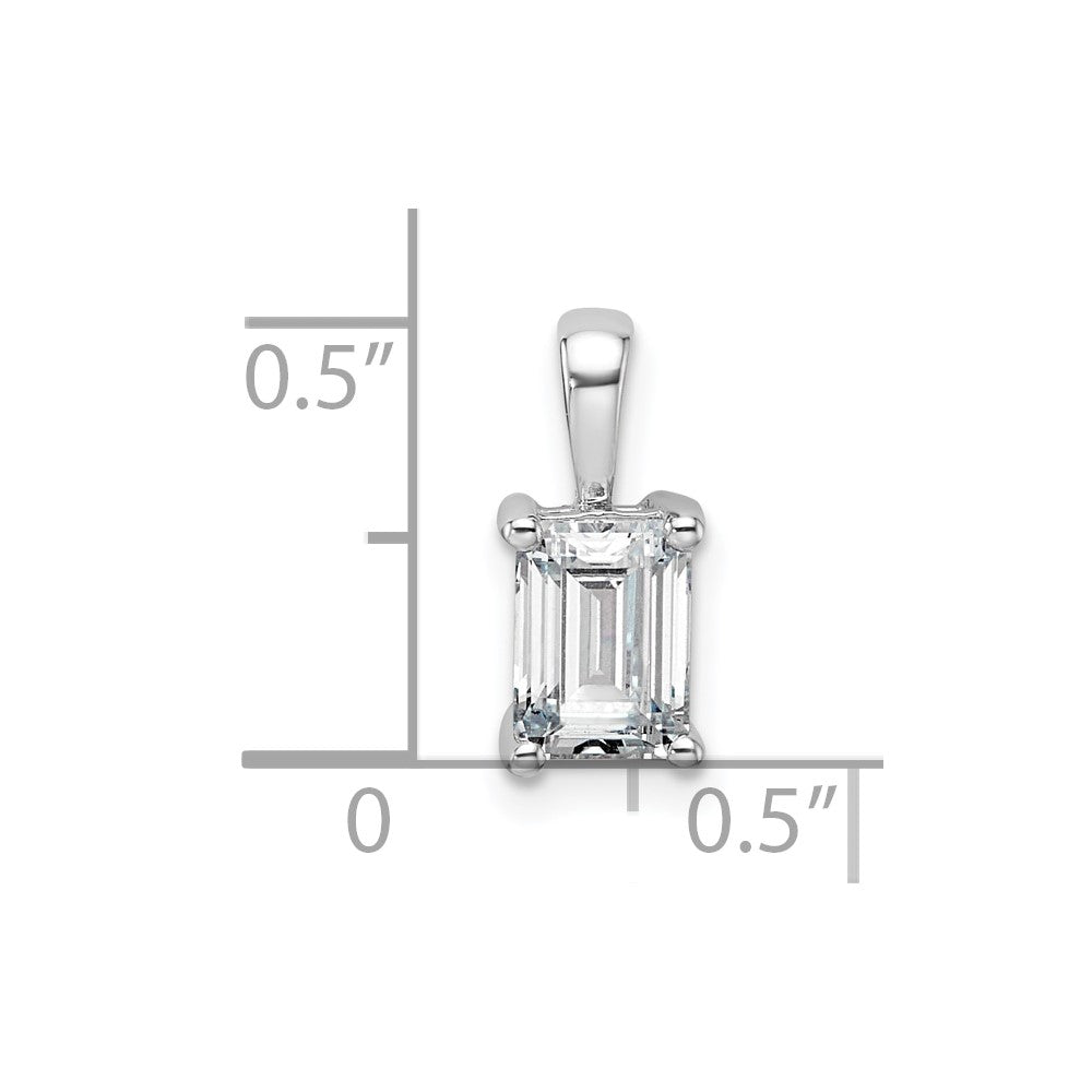 14K Weißgold 1 ct. Labor gezüchteter Diamant VS/SI+ G+ Smaragdschliff Komplett-Vierkrappen-Anhänger