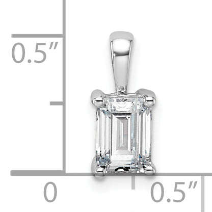 14K Weißgold Anhänger mit 1 ct. zertifiziertem, im Labor gezüchtetem Diamant im Smaragdschliff VS/SI+ G+, Vier-Krappen-Fassung