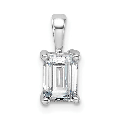 14K Weißgold 1 ct. Labor gezüchteter Diamant VS/SI+ G+ Smaragdschliff Komplett-Vierkrappen-Anhänger
