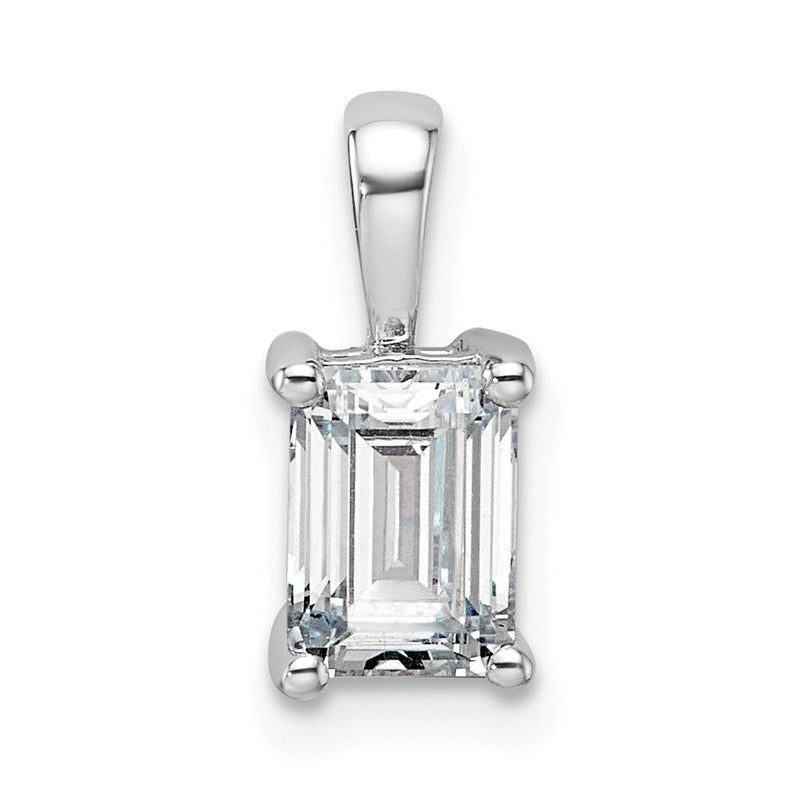 14K Weißgold 1 ct. Labor gezüchteter Diamant VS/SI+ G+ Smaragdschliff Komplett-Vierkrappen-Anhänger