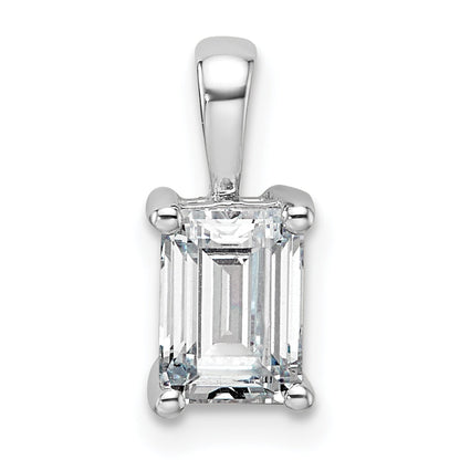 14K Weißgold Anhänger mit 1 ct. zertifiziertem, im Labor gezüchtetem Diamant im Smaragdschliff VS/SI+ G+, Vier-Krappen-Fassung