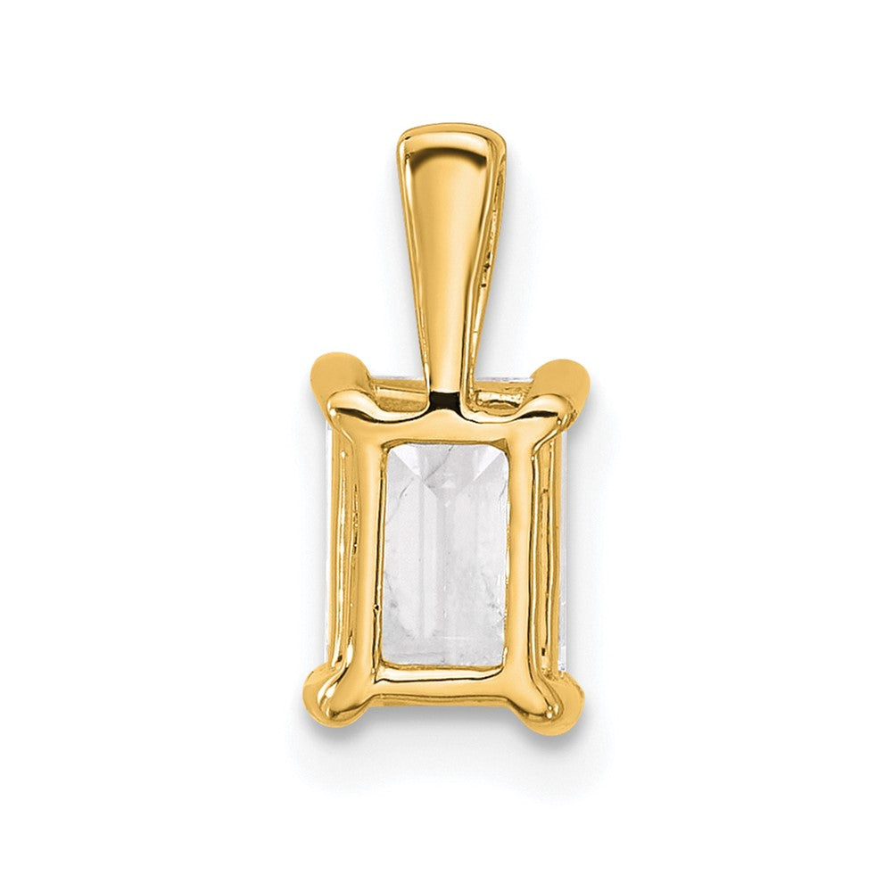 14K Gelbgold 1 ct. Zertifizierter Laborgezüchteter Diamant VS/SI+ G+ Smaragdschliff Komplettanhänger mit Vierkrappenfassung