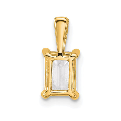 14K Gelbgold 1 ct. Zertifizierter Laborgezüchteter Diamant VS/SI+ G+ Smaragdschliff Komplettanhänger mit Vierkrappenfassung