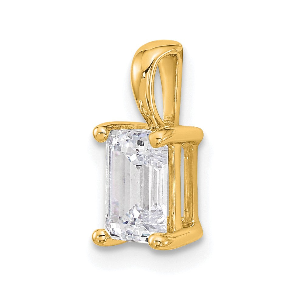 14K Gelbgold 1 ct. Zertifizierter Laborgezüchteter Diamant VS/SI+ G+ Smaragdschliff Komplettanhänger mit Vierkrappenfassung