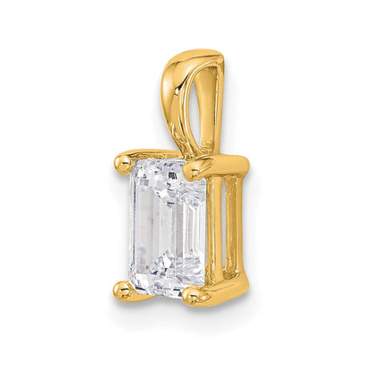 14K Gelbgold 1 ct. Zertifizierter Laborgezüchteter Diamant VS/SI+ G+ Smaragdschliff Komplettanhänger mit Vierkrappenfassung