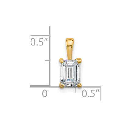 14K Gelbgold 1 ct. Zertifizierter Laborgezüchteter Diamant VS/SI+ G+ Smaragdschliff Komplettanhänger mit Vierkrappenfassung