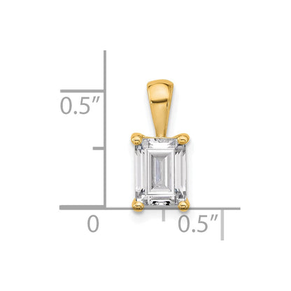 14K Gelbgold 1,5 ct. Zertifizierter Laborgezüchteter Diamant VS/SI+ G+ Smaragdschliff Komplett-Vierkrappen-Anhänger