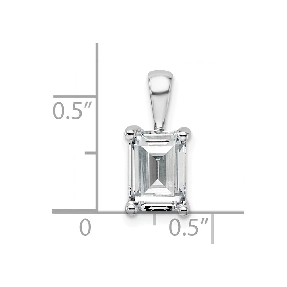 14K Weißgold 2 ct. Labordiamant im Smaragdschliff VS/SI+ G+ Komplettanhänger mit Vierzackenfassung