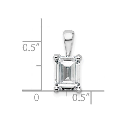 14K Weißgold 2 ct. Labordiamant im Smaragdschliff VS/SI+ G+ Komplettanhänger mit Vierzackenfassung