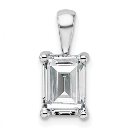 14K Weißgold 2 ct. Labordiamant im Smaragdschliff VS/SI+ G+ Komplettanhänger mit Vierzackenfassung