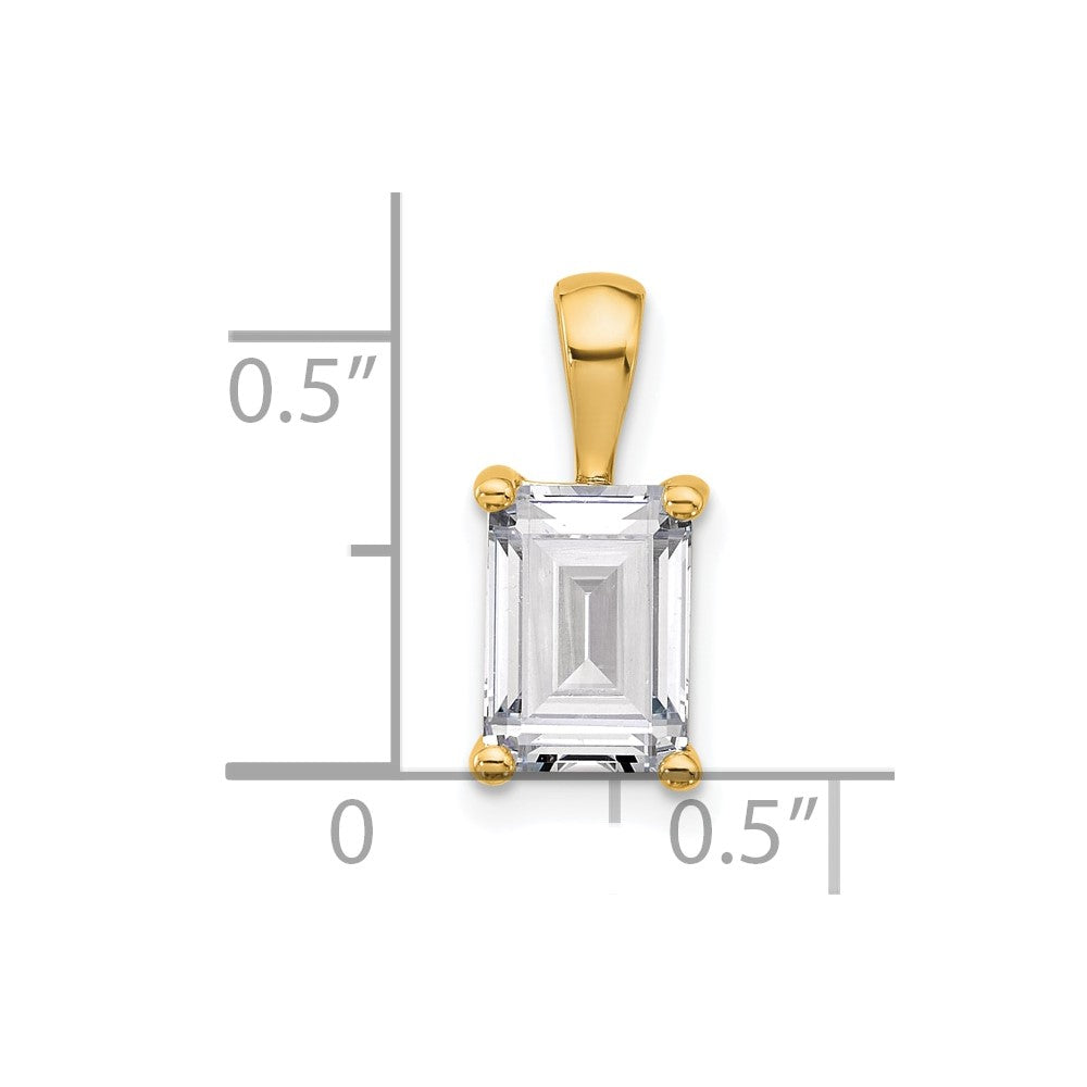 14K Gelbgold 2 ct. Labor-gezüchteter Diamant VS/SI+ G+ Smaragdschliff Vierzacken-Anhänger