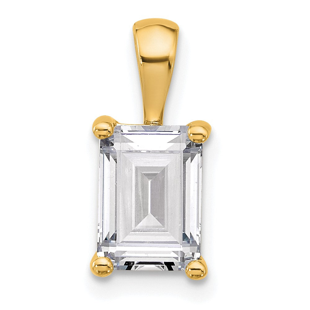 14K Gelbgold 2 ct. Labor-gezüchteter Diamant VS/SI+ G+ Smaragdschliff Vierzacken-Anhänger