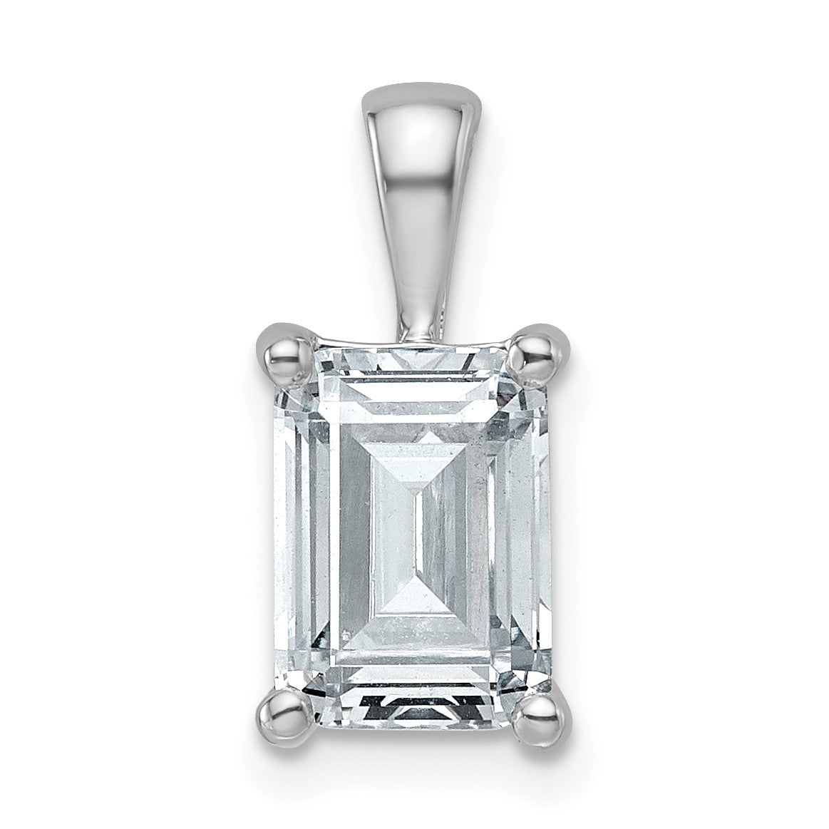 14K Weißgold Anhänger mit 2,5 ct. im Labor gezüchteten Diamanten VS/SI+ G+, Smaragdschliff, Vierkrappenfassung