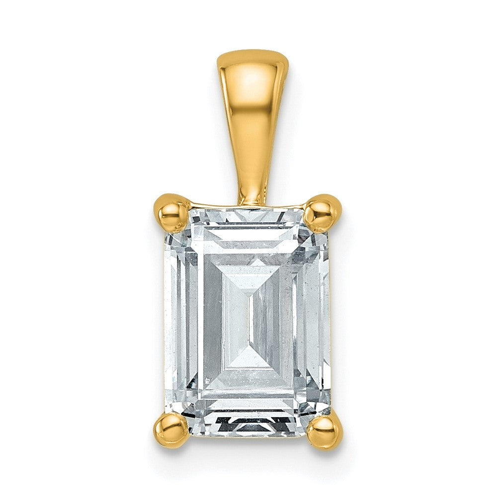 14K Gelbgold 2,5 ct. Zertifizierter Laborgezüchteter Diamant VS/SI+ G+ Smaragdschliff Komplett-Vierkrappen-Anhänger