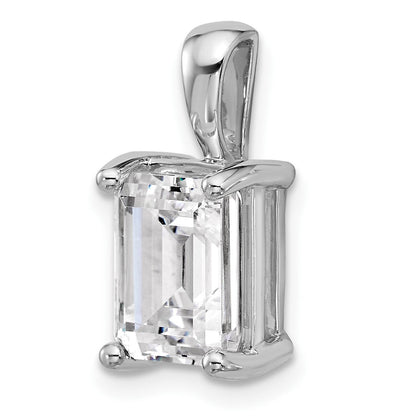 14K Weißgold 3 ct. Laborgezüchteter Diamant VS/SI+ G+ Smaragdschliff Vier-Krappen-Anhänger