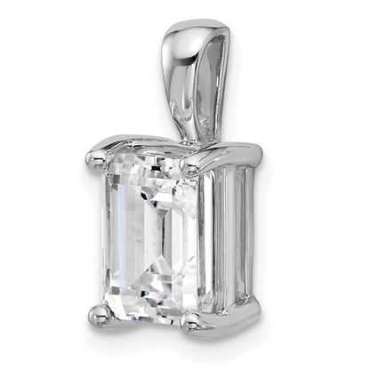 14K Weißgold 3 ct. Zertifizierter Labor-gezüchteter Diamant VS/SI+ G+ Smaragdschliff Vierkrappen-Anhänger