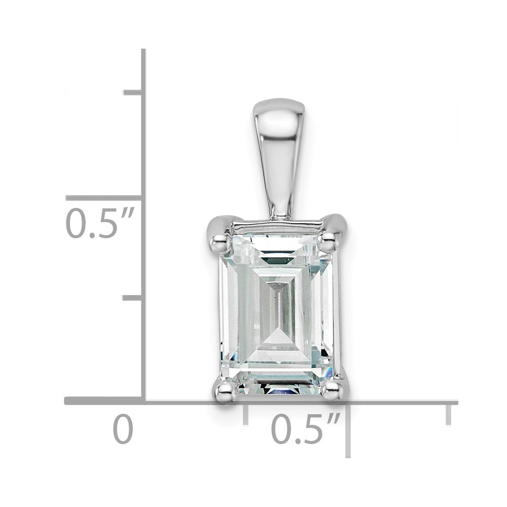 14K Weißgold 3 ct. Zertifizierter Labor-gezüchteter Diamant VS/SI+ G+ Smaragdschliff Vierkrappen-Anhänger