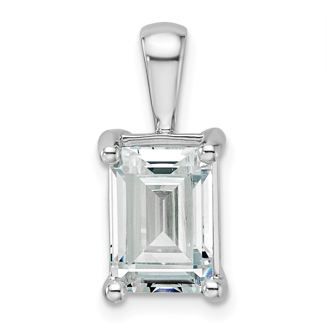 14K Weißgold 3 ct. Zertifizierter Labor-gezüchteter Diamant VS/SI+ G+ Smaragdschliff Vierkrappen-Anhänger