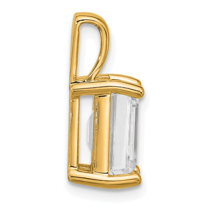 14K Gelbgold Anhänger mit 3 ct. im Labor gezüchtetem Diamant VS/SI+ G+, Smaragdschliff, Vier-Krappen-Fassung