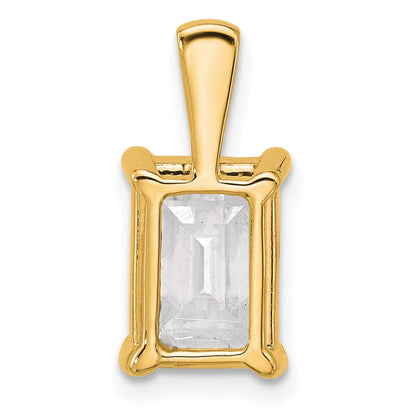 14 K Gelbgold Anhänger mit 3 ct. zertifiziertem, im Labor gezüchtetem Diamant VS/SI+ G+ im Smaragdschliff mit Vierzackenfassung