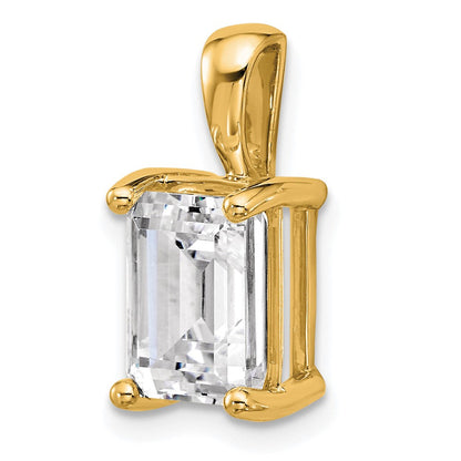 14 K Gelbgold Anhänger mit 3 ct. zertifiziertem, im Labor gezüchtetem Diamant VS/SI+ G+ im Smaragdschliff mit Vierzackenfassung