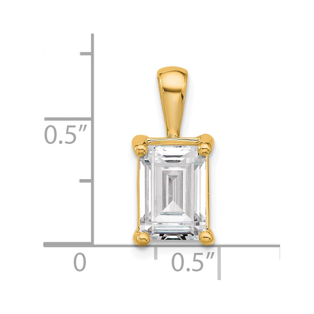 14K Gelbgold Anhänger mit 3 ct. im Labor gezüchtetem Diamant VS/SI+ G+, Smaragdschliff, Vier-Krappen-Fassung