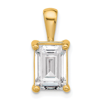 14K Gelbgold Anhänger mit 3 ct. im Labor gezüchtetem Diamant VS/SI+ G+, Smaragdschliff, Vier-Krappen-Fassung