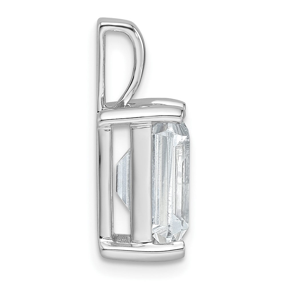 14k Weißgold 4 ct. Certified Lab Grown Diamant VS/SI+ G+ Emerald Complete Four Prong Pendant