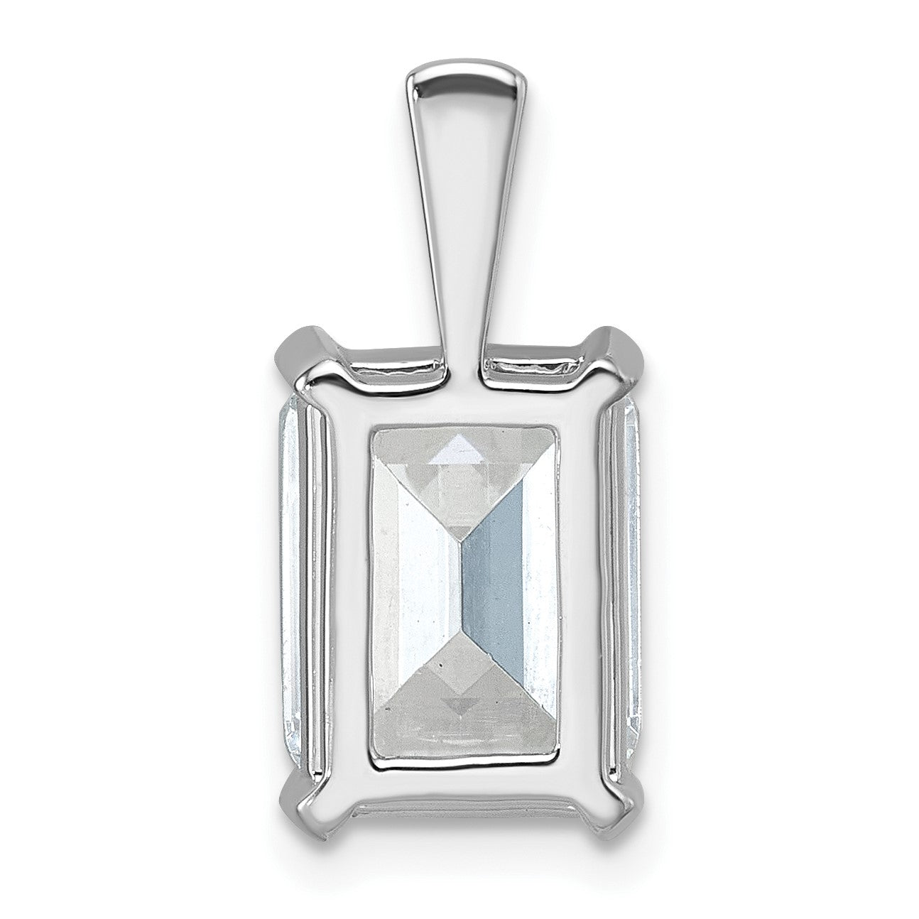 14 Karat Weißgold Anhänger mit 4 ct. im Labor gezüchtetem Diamant VS/SI+ G+ im Smaragdschliff mit Vierzackenfassung