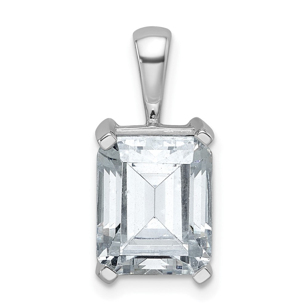 14k Weißgold 4 ct. Certified Lab Grown Diamant VS/SI+ G+ Emerald Complete Four Prong Pendant