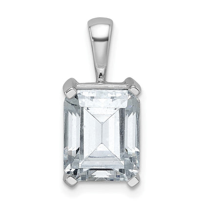 14 Karat Weißgold Anhänger mit 4 ct. im Labor gezüchtetem Diamant VS/SI+ G+ im Smaragdschliff mit Vierzackenfassung