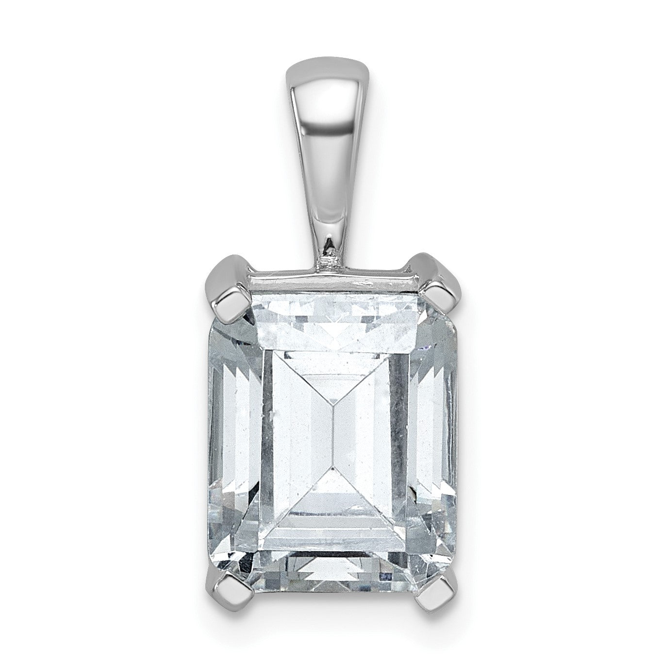 14 Karat Weißgold Anhänger mit 4 ct. im Labor gezüchtetem Diamant VS/SI+ G+ im Smaragdschliff mit Vierzackenfassung