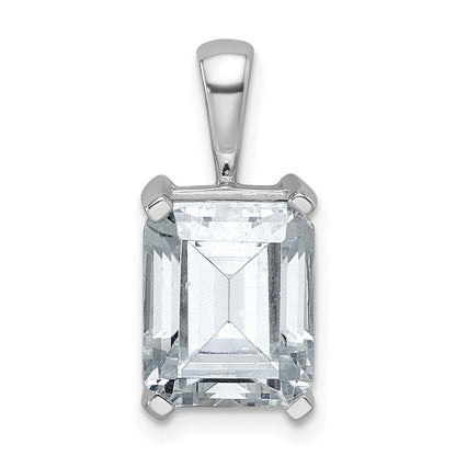 14 Karat Weißgold Anhänger mit 4 ct. im Labor gezüchtetem Diamant VS/SI+ G+ im Smaragdschliff mit Vierzackenfassung