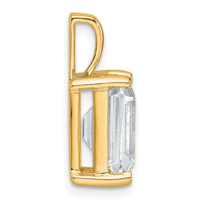 14K Gelbgold Anhänger mit 4 ct. im Smaragdschliff gezüchtetem Diamanten VS/SI+ G+ in Vierkrappenfassung