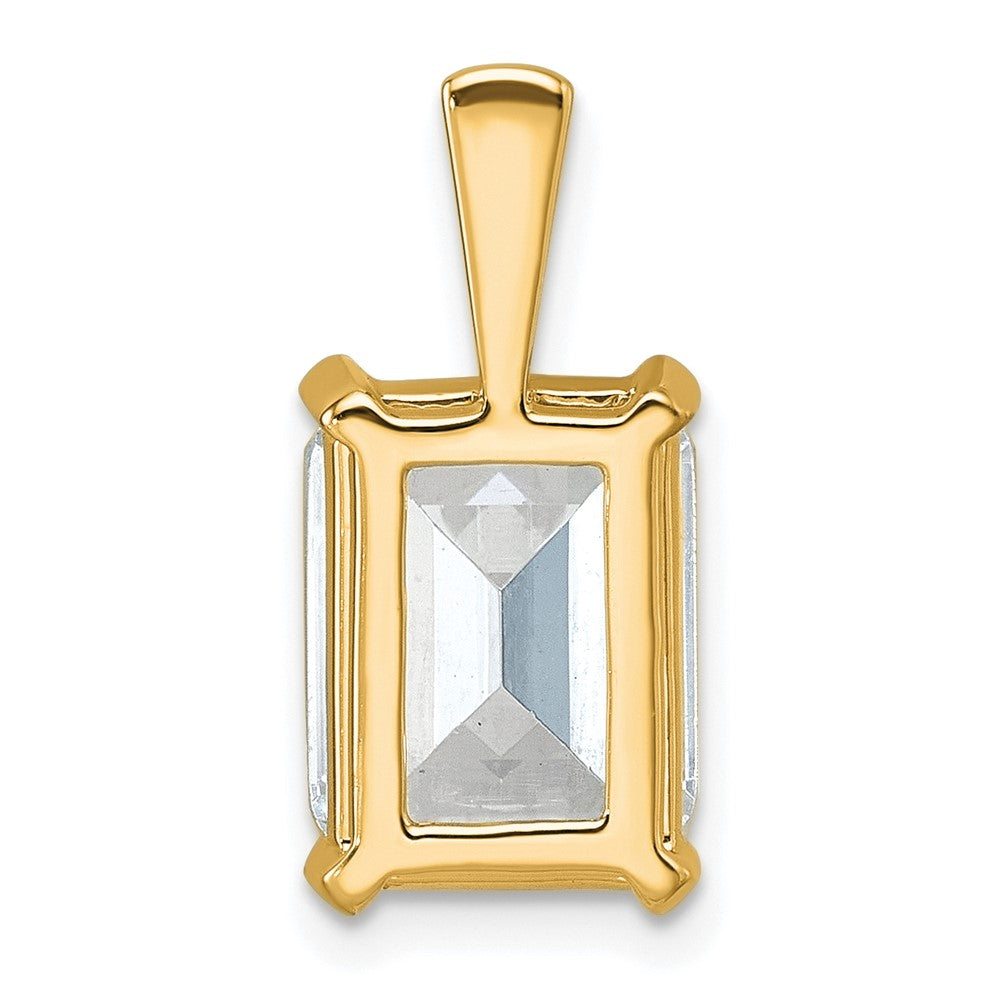 14K Gelbgold Anhänger mit 4 ct. im Smaragdschliff gezüchtetem Diamanten VS/SI+ G+ in Vierkrappenfassung